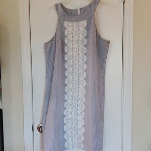 London Times shift dress with lace detail